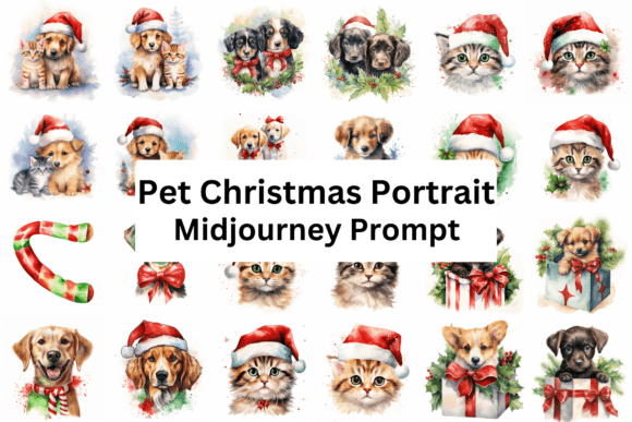 Ai Prompt for Pet Christmas Portrait Illustrations