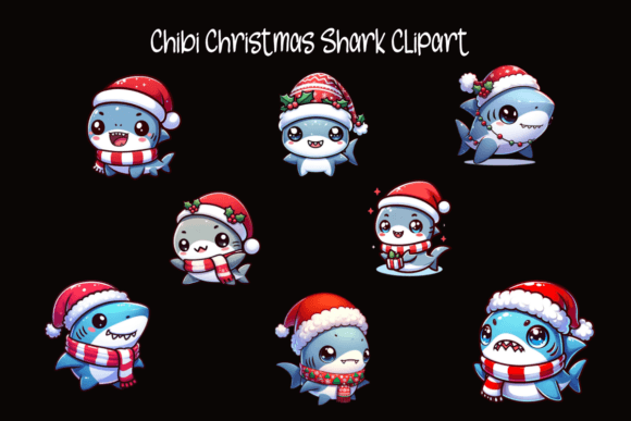 Chibi Christmas Shark Clipart & Illustrations Review