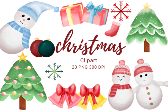 Christmas Clipart PNG Sublimation Bundle: Illustrations