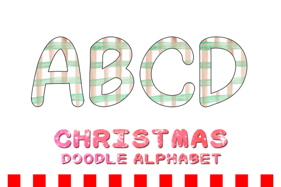 Christmas Doodle Alphabet Letter 130 Illustrations