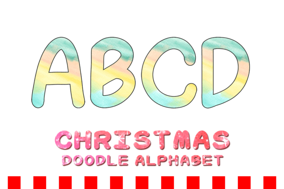 Christmas Doodle Alphabet Letter 142 Illustrations