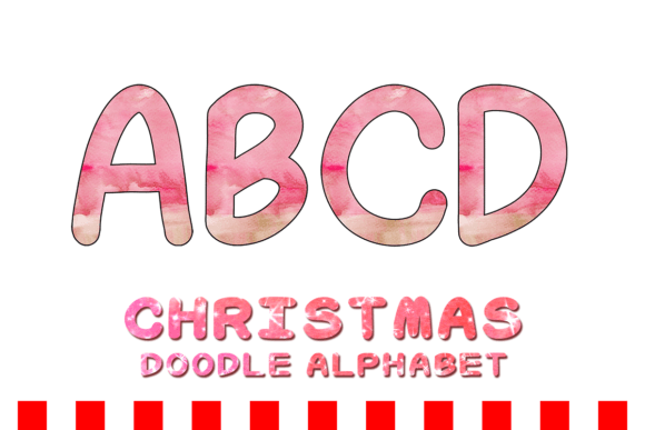 Christmas Doodle Alphabet Letter 150 Illustrations