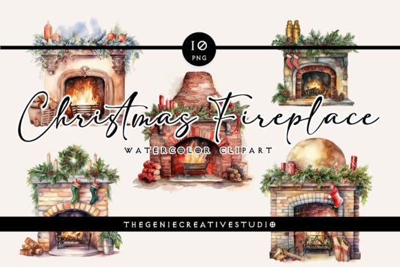 Christmas Fireplace PNG Clipart for Illustrations