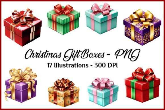 Christmas Gift Boxes PNG: Festive Illustrations
