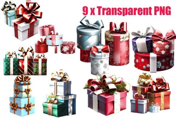 Christmas Gift Boxes with Bows: Illustrations for Sellers