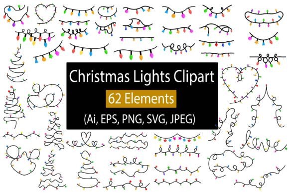 Christmas Lights Vector SVG PNG Bundle: Festive Illustrations