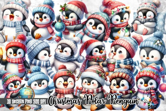 Christmas Polar Penguin Sublimation Illustrations