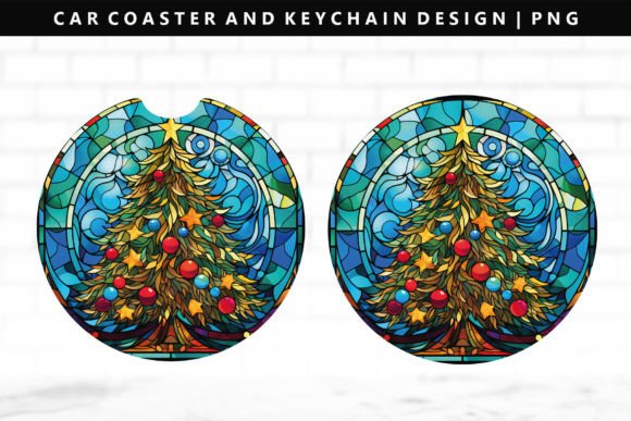 Christmas Tree Car Coaster Sublimation Illustrations