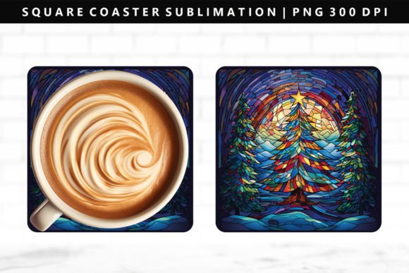 Christmas Tree Square Coaster Design: Festive Illustrations