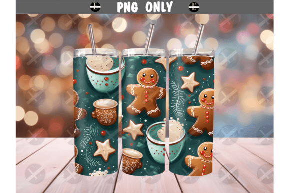 Christmas Tumbler Wraps Gingerbread Man Illustrations