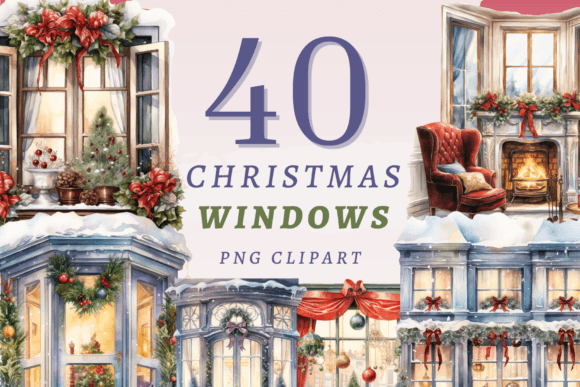 Christmas Windows PNG: Festive Illustrations
