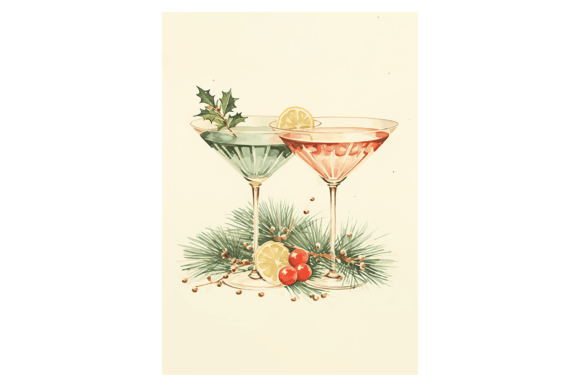 Cocktails Christmas Card: Festive Illustrations for Branding