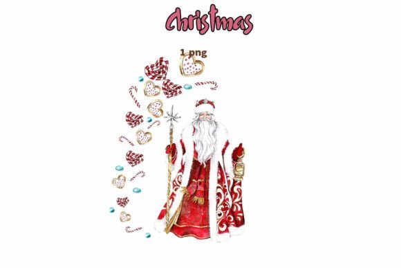 Composition for Christmas Santa in a Red Illustrations