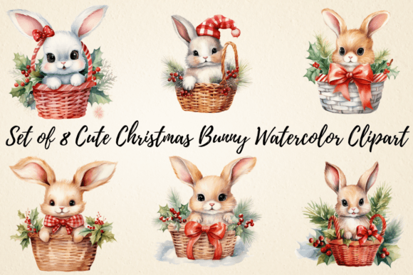 Cute Christmas Bunny Watercolor Clipart Review