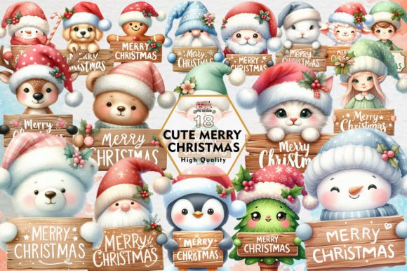 Cute Christmas Sublimation Clipart & Illustrations