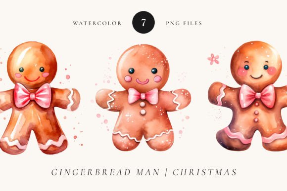 Gingerbread Man Christmas Clipart Illustrations