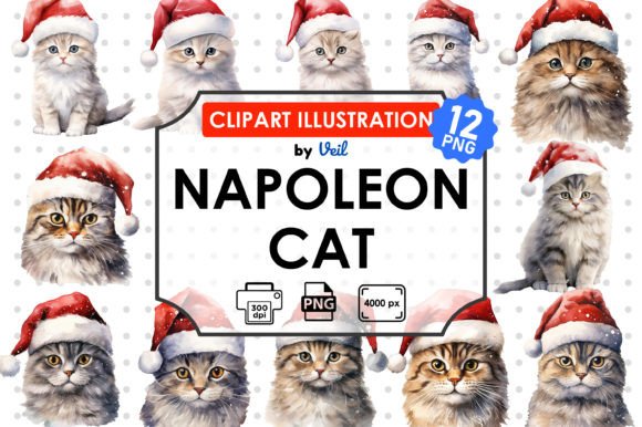 Review: Christmas Napoleon Cat Clipart Bundle for Stitchers
