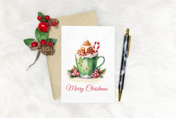 Review: Printable Christmas Card Green Mug Illustrations