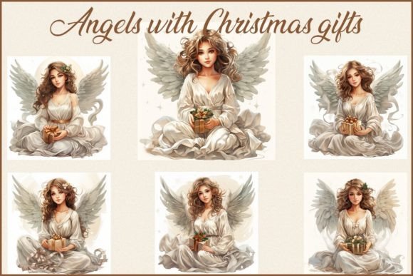 Reviewing Angels with Christmas Gifts JPG for Embroidery