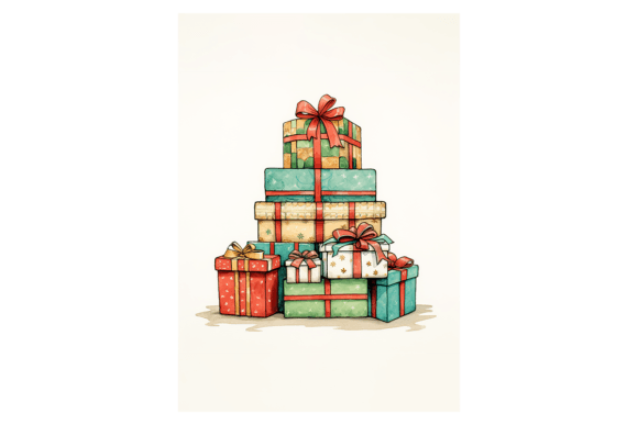 Reviewing Gifts Christmas Card Illustrations