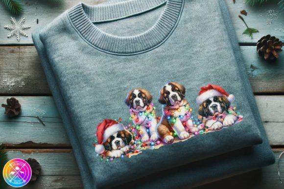 St. Bernard Christmas Lights Illustrations