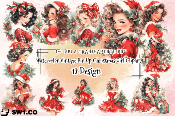 Vintage Pin Up Christmas Girl Clipart Review
