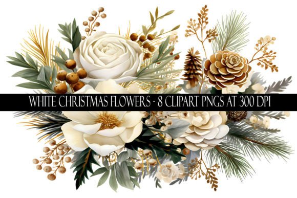 White Christmas Flower Clipart: Elegant Illustrations