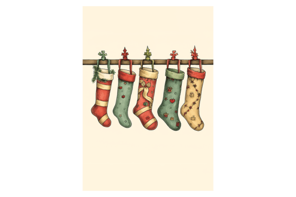 Xmas Stockings Christmas Card: Illustrations for Festive Blogs